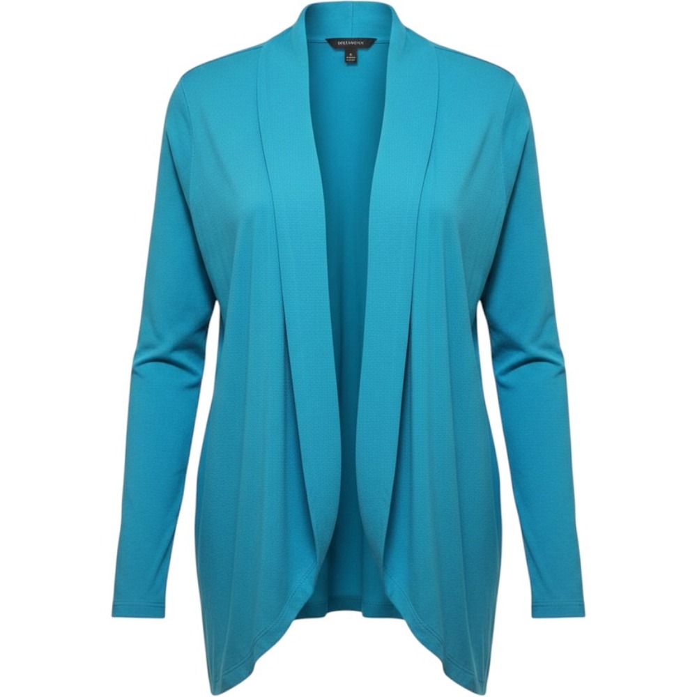Karen Scott Womens XL Turquoise Blue Open Front‎ Cardigan Draped Knit Sweater